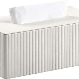 PU Leather Tissue Box Cover, Rectangle Tissue Holder For Bathroom Vanity, Bedroom, Office And Home Decor, Ivory